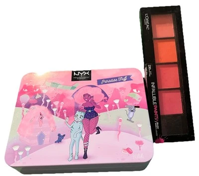 Lot Of 2 NYX Paradise Fluff 6 Eye Shadow W/Eyeliner TINSET02 & L’Oréal Blush Pk - Image 1 of 2