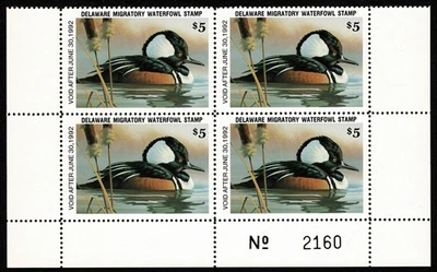 US Stamp Scott#12 $5 Back of Book Delaware State Duck Block Mint NH OG  - Image 1 of 2