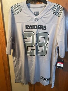 Large Josh Jacobs 28 Las Vegas Raiders Nike Atmosphere Fashion Game Jersey Grey - Picture 1 of 14