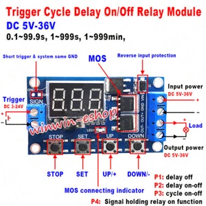 DC 5V 9V 12V 24V LED Display Cycle Delay Timer Relay Switch Turn On/Off Module - Picture 1 of 4