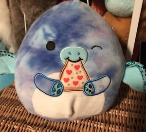 Squishmallow Talib the Pterdactyl 8" Blue Tie Dye Eating Pizza Shiny Soft Clean - Picture 1 of 3
