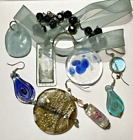 Vintage Dichroic Swirl Murano Molded Art Glass Pendant Earrings 9pc Lot CR 15.8