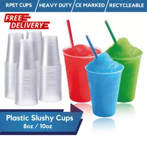 Plastic Slushy Cups With Lids 8oz 10oz Disposable / Reusable Smoothie Cups - Picture 1 of 5