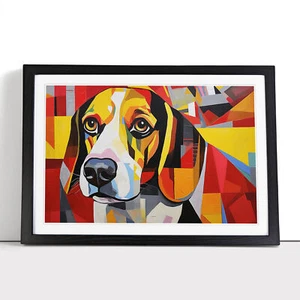 Beagle Abstract No.2 Framed Canvas Wall Art Print Poster Picture, Home Decor - Picture 1 of 9