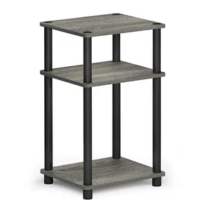 End Table With Storage Furniture Side Accent Sofa Black 3 Tier Shelf Bedroom Oak - Picture 1 of 7