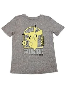 Pokemon Boys Gray Short Sleeve Pikachu T-Shirt Pika! Pokeball Tee Shirt 4 - Picture 1 of 1