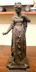 EUTROPE BOURET  French Bronze or Spelter Statue Queen Elizabeth 19th Century 19" - Picture 1 of 14