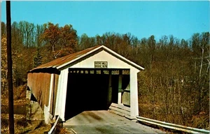 Postcard Montgomery Co. Indiana Deer's Mill Covered Bridge Over Sugar Creek UNP - Picture 1 of 2
