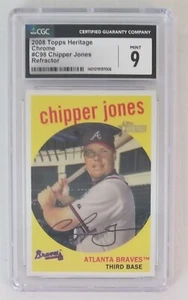 2008 Topps Heritage Baseball Chipper Jones Chrome Refractor #C98 212/559 CGC 9 - Picture 1 of 2