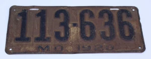 Missouri 1920 De Colección Placa Auto Etiqueta Coche de Pasajeros MO Antiguo 113-636 Shabby - Imagen 1 de 8