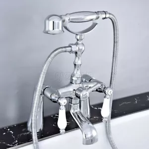 Chrome Brass Deck Mount Bathroom Tub Clawfoot Faucet W/ Hand Shower Sprayer - Bild 1 von 10