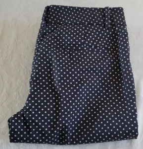 NWT Ann Taylor Navy Blue & White Polka Dot Cambridge Crop Pants Size 4 Cotton - Picture 1 of 8