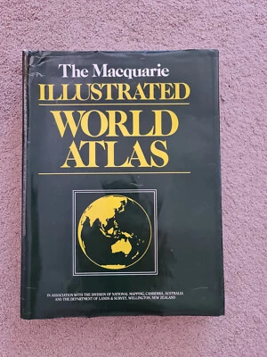Macquarie World Atlas map 1988 hardcover vintage - Image 1 of 4