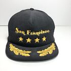 Vtg San Francisco Hat Embroidered Gold  Leaves & Stars Trucker Cap Corduroy Euc