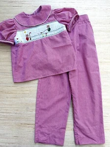 Wish Upon A Star Smocked Golf Red Checked Outfit Size 6 New Orleans 0089 - Picture 1 of 9