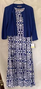 VESTIDO CHAQUETA MIDI DANNY NICOLE TALLA ES COLOR MEDIANO ES MARFIL COBALTO NUEVO CON ETIQUETA - Imagen 1 de 11