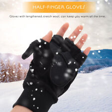  Pu Half Finger Flip Gloves Miss Ski Racing Women Warm Winter Mitten