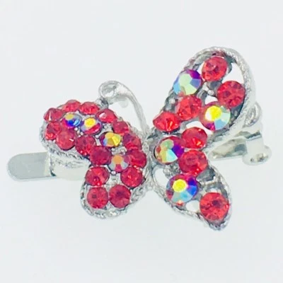БАБОЧКА магнит волос зажим со стразами кристалл шпилька мини заколка красный 3-7 - Изображение 1 из 4