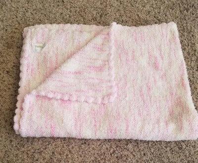 Manta bebé chenilla rosa blanco verde Tiddliwinks borde vieira jaspeado Foto 1 de 2