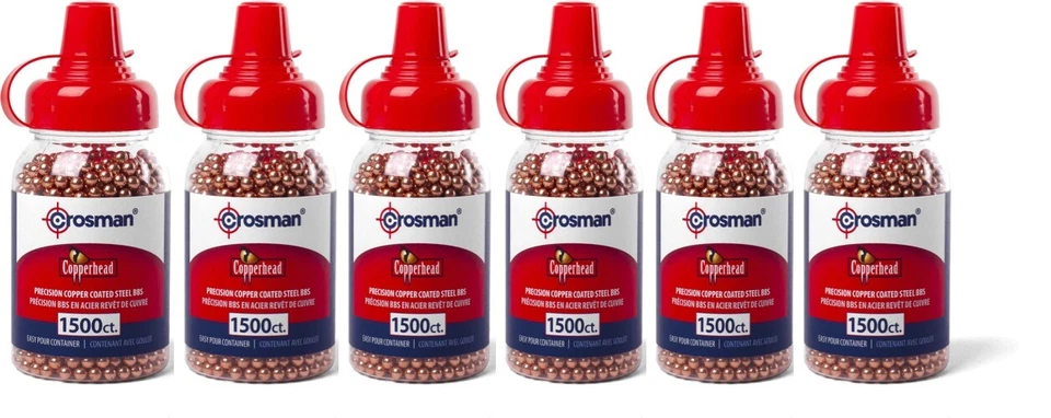 6 Pack Crosman Copperhead 4.5Mm Copper Coated BBs Ez-Pour Bottle 0737