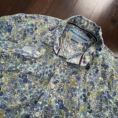 Report Collection Shirt Mens L Button Island Washed Floral Cotton Beach Casual - Image 1 of 4