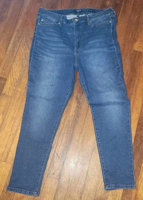 Pantalones cortos de tiro alto ajustados Chaps Blue Jeans Delaney para mujer talla 14 #300 Foto 1 de 4