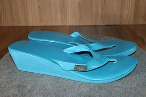 Vera Wang Womens Size M Flip Flop Wedge Heel Sandal Simply Vera Blu (aprx 7-8.5) - Picture 1 of 12