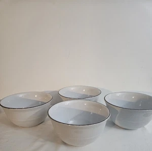 4 cuencos de sopa/cereal de gres American Atelier 3 3/4"H x 6"D blancos - Imagen 1 de 6