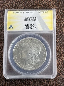 1904-S $1 Morgan Dollar AU-50 dettagli, RARO, spedizione gratuita - Foto 1 di 2