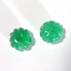 10.60Cts Natural Emerald Pair Flower Cut 0.50 mm Drill Hole Beads Gemstone - Picture 1 of 3