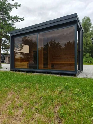 Gartensauna Fass Sauna Outdoorsauna Rombek 4x2m Saunaofen Ruhe Raum nach Maß - Bild 1 von 4