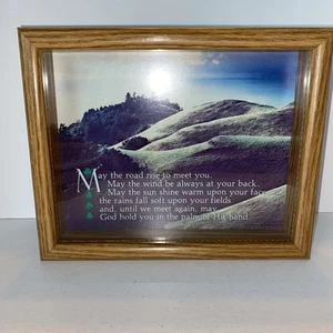 May The Road Rise To Meet You Irish Blessing Shadow Box Plaque Ireland Hillside - Picture 1 of 11