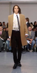 Vintage HELMUT LANG Archival Camel Cotton Moleskin Crombie Coat Gr. 42 52 Italy Rare - Bild 1 von 16