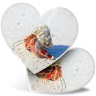 2 x Heart Stickers 10 cm - Hermit Crab Shell Sandy Beach  #16115