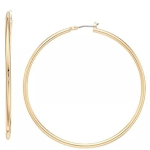 NINE WEST Mod/Contemporary Gold Shiny Smooth 2.25" Hoop Earrings**NEW! - Picture 1 of 2