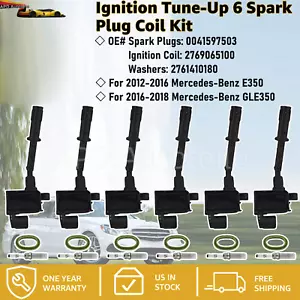 NEW Ignition Tune-Up 6 Spark Plug Coil Kit For Benz C207 W212 W166 E350 3.5 V6 - Picture 1 of 15