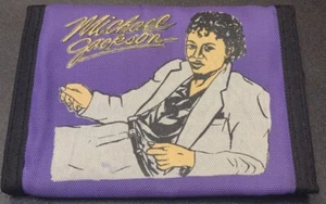 Michael Jackson 1980's Era TriFold Purple Nylon Wallet Thriller Album Cover Pose - Picture 1 of 5