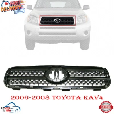 NEW FRONT GRILLE ASSEMBLY BLACK PLASTIC FOR 2006 2007 2008 TOYOTA RAV4 TO1200293 - Image 1 of 4