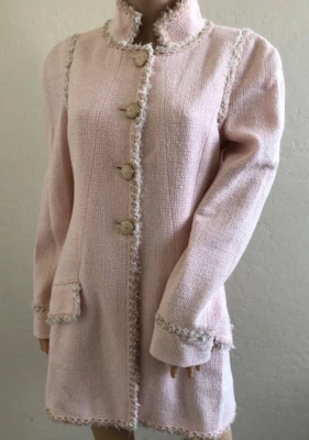 CHANEL 13C TWEED CC LOGO BUTTON JACKET BLAZER COAT FR40 US8 - Image 1 of 4