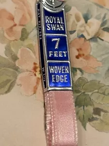 VTG Royal Swan Pink Rayon 7FT x3/8" woven edge ribbon Burlington Mills Old Stock - Picture 1 of 6
