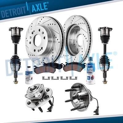 Front Drilled Rotors Wheel Bearing Hub Axles for Chevy GMC Silverado Sierra 1500 - Image 1 of 4