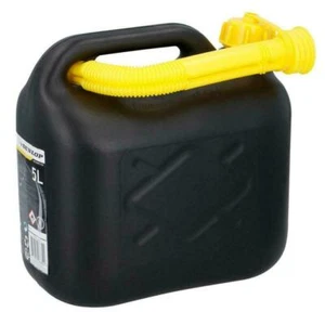 5L BLACK PLASTIC FUEL JERRY CAN PETROL DIESEL WATER 5 LITRE WITH SPOUT - Picture 1 of 1