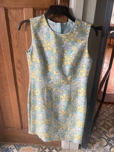 Abito donna Hobbs blu e giallo fantasia foderato UK 12 EU 40 - Foto 1 di 4