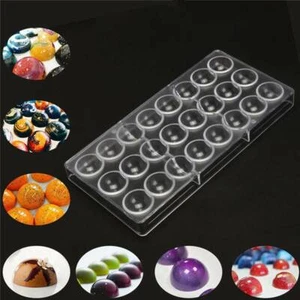 Clear Hard Chocolate Maker Polycarbonate PC DIY 24 Half Ball Candy Mold Mould - Picture 1 of 8