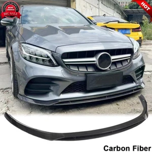 For Benz W205 C205 C43 2019-21 Carbon Fiber Front Bumper Lip Spoiler Body Kit - Foto 1 di 12