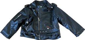 Outdoor Habitat 7T Black Motorcycle Jacket Faux Leather Eagle USA Moto - Picture 1 of 3