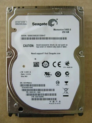 Seagate ST9250315AS 5VC 9HH132-500 0001SDM1 Hard Drive 250GB 2.5" SATA HDD 2010 - Image 1 of 4