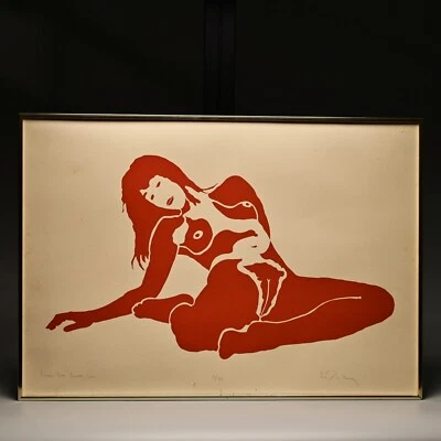 FRANK HERZ Original Vintage Signed Female Figure 575 Retro Portrait Silkscreen - Image 1 of 4