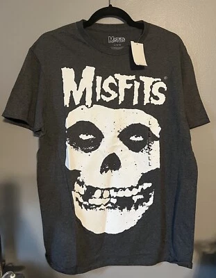 Misfits Mens skull graphic short sleeve crew neck graphic gray shirt Size Large Foto 1 de 2