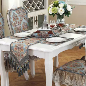 Jacquard Tassel Table Runner Tablecloth Home Dining Room Decoration Luxury Retro - Picture 1 of 16